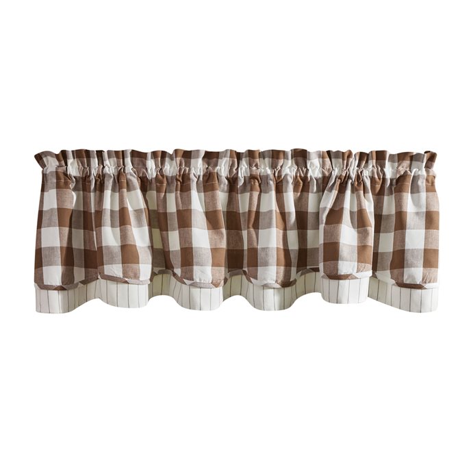 Wicklow Lined Layered Valance 72"X16" - Brown And Cream Thumbnail