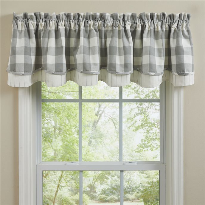 Wicklow Check Lined Layered Valance 72X16 - Dove Thumbnail