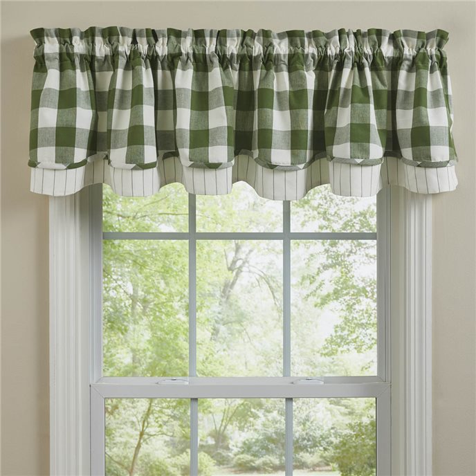 Wicklow Check Lined Layered Valance 72X16 - Sage Green Thumbnail