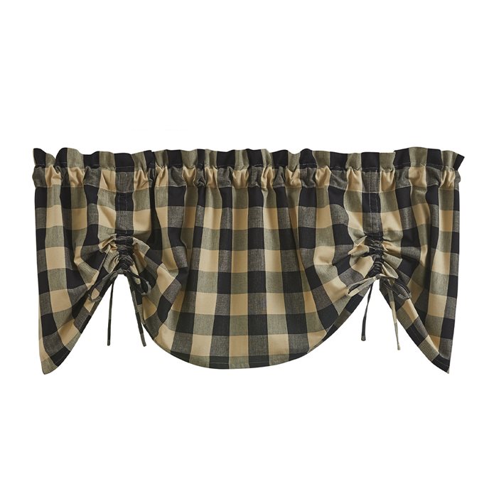 Wicklow Check Lined Farmhouse Valance - Black Thumbnail