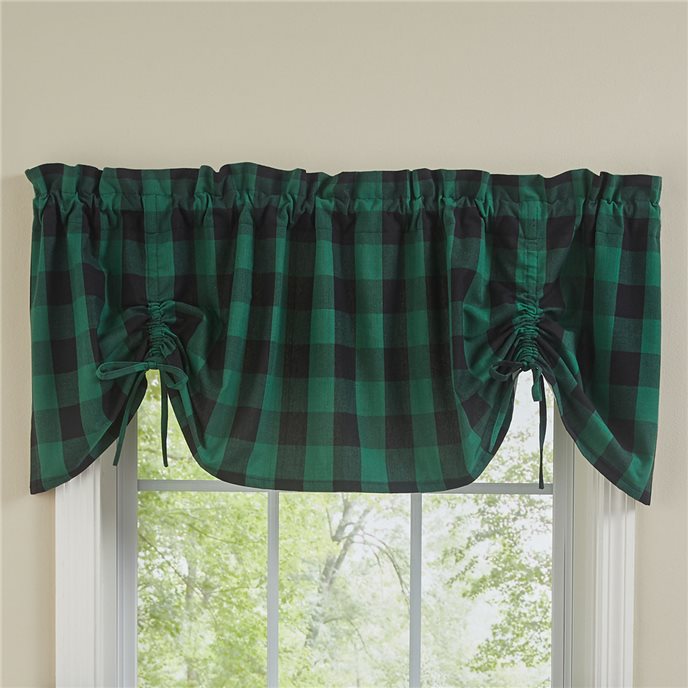 Wicklow Check Lined Farmhouse Valance - Forest Thumbnail