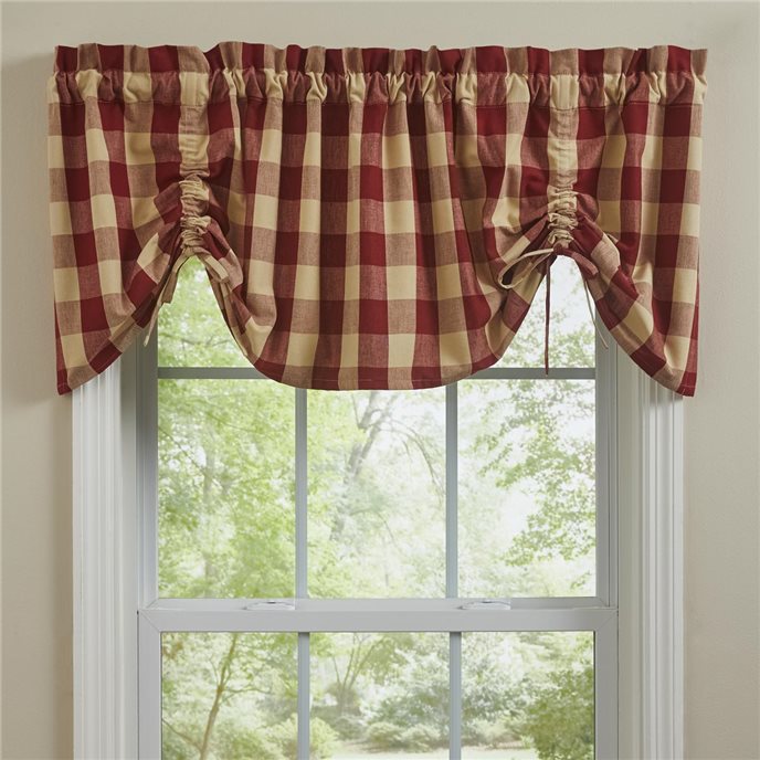 Wicklow Check Lined Farmhouse Valance - Garnet Thumbnail