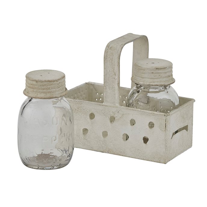 Grater Caddy W/Mason Jar Salt and Pepper - Cream Thumbnail