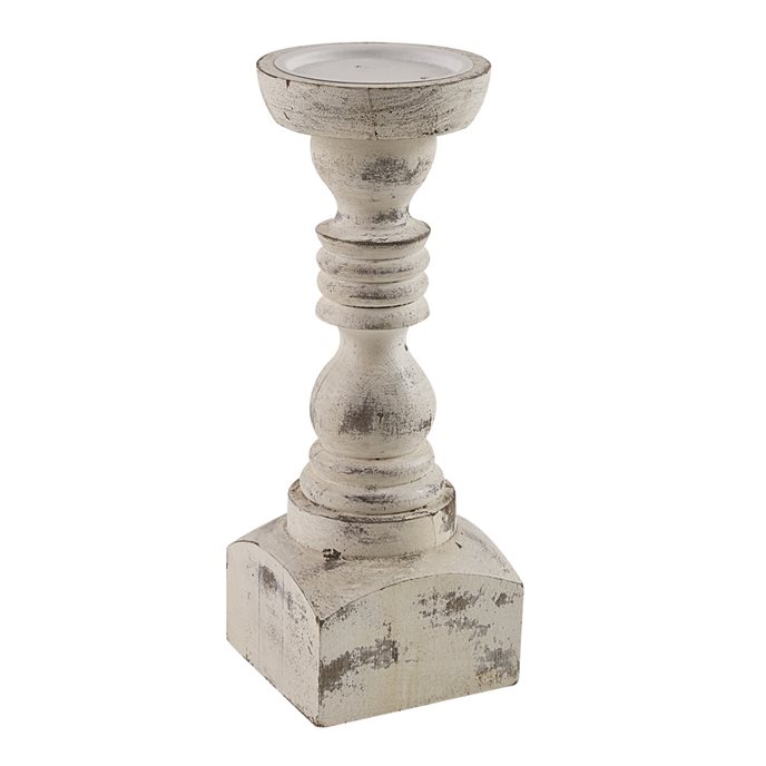 Brighton Wood Candlestick 12" White Thumbnail