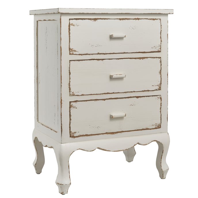 Distressed White 3 Drawer Chest Cupboard Thumbnail
