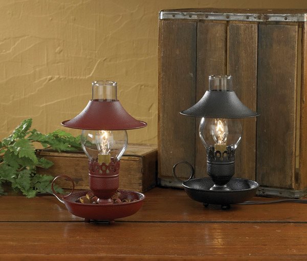 Chamberstick Lamp W/Shade 9" Red Thumbnail