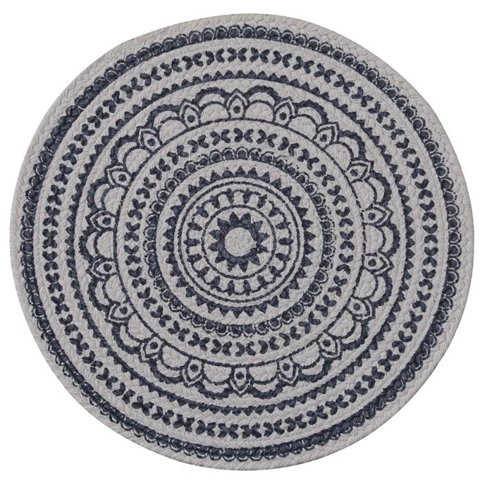 Zuri Medallion Printed Round Placemat Navy Thumbnail