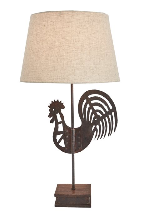 Folk Rooster Lamp With Shade Thumbnail