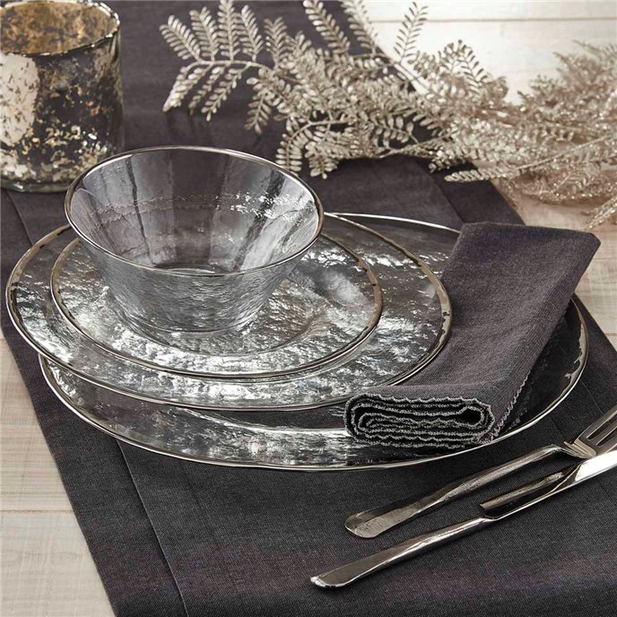 Metallic Rim Glass Platter Slvr Thumbnail