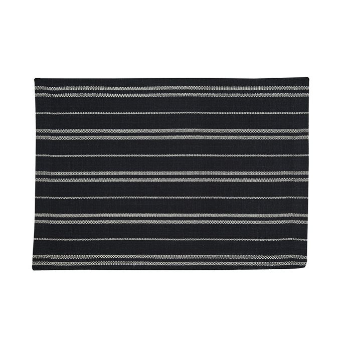 Railroad Stripe Woven Placemat - Black Thumbnail