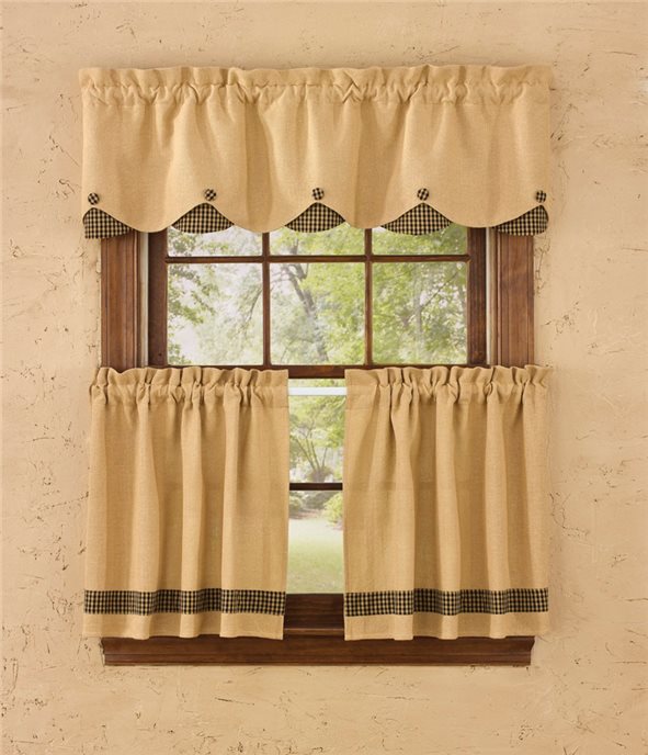 Brlp&Chk Lined Sclp Valance 58X15 Bk Thumbnail