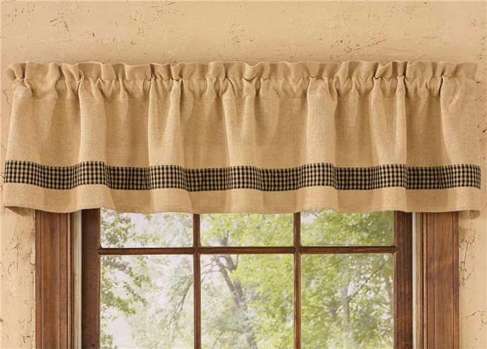 Burlap & Check Valance 72 X 14 Black Thumbnail