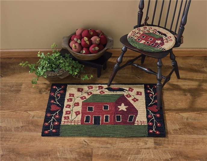 Red House Hooked Rug 24X36 Thumbnail