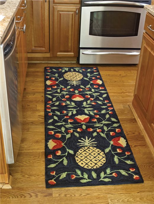 Pineapple Hooked Rug Runner24X72 Thumbnail