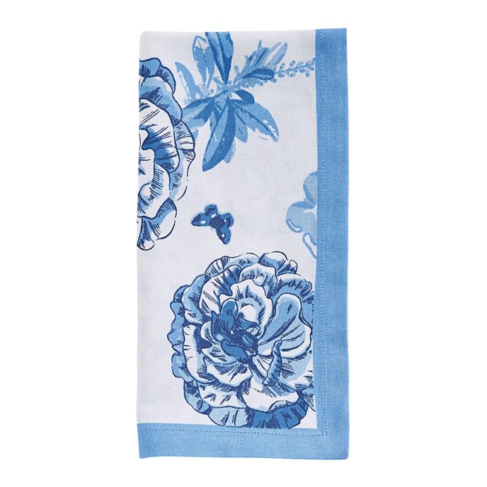 Florals And Flitters Printed Napkin - Blue Thumbnail