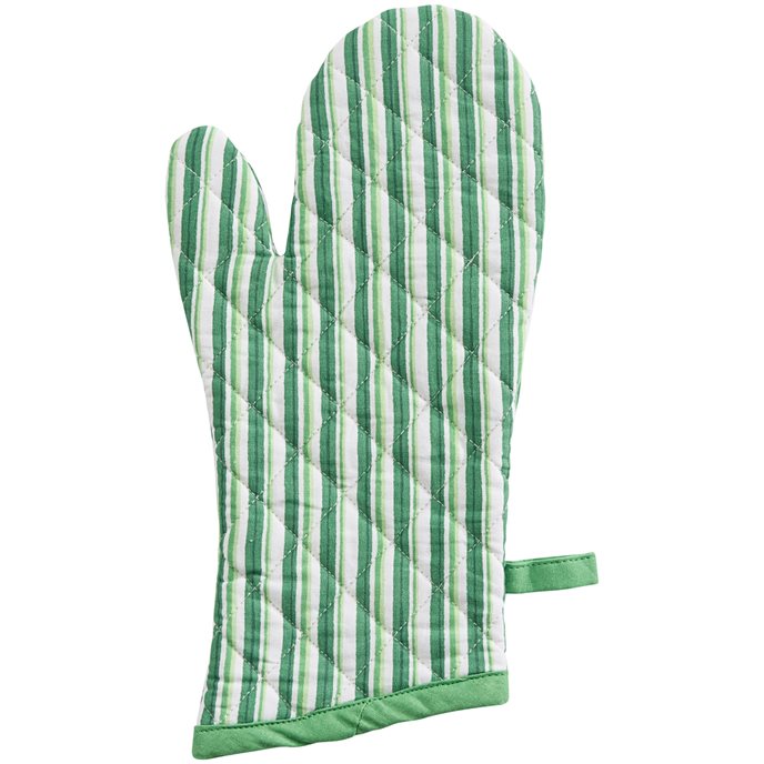 Florals And Flitters Stripe Oven Mitt - Green Thumbnail