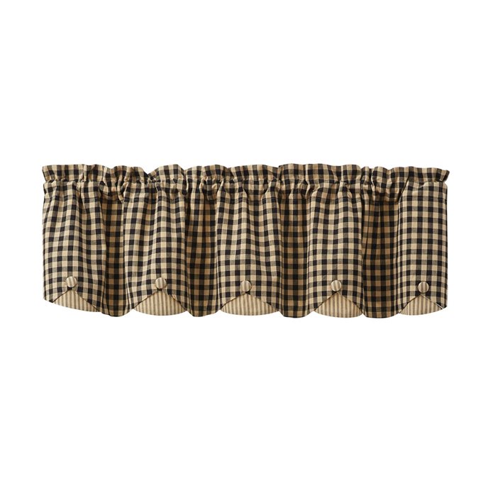 Berry Gingham Lined Scalloped Valance 58X15 Thumbnail