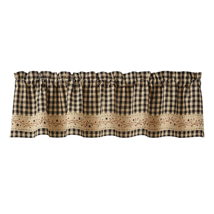 Berry Gingham Lined Bordered Valance 60X14 Thumbnail