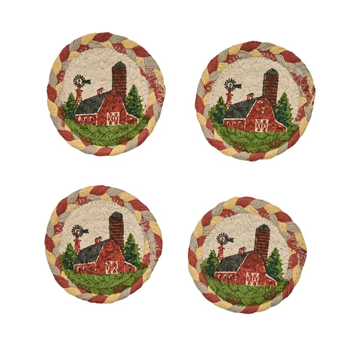 Barn Printed Braided Coasters - Set Of 4 Thumbnail