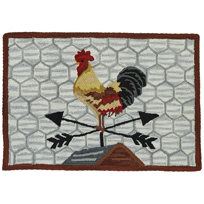 Break Of Day Rooster Hooked Rug 2'X 3' Thumbnail