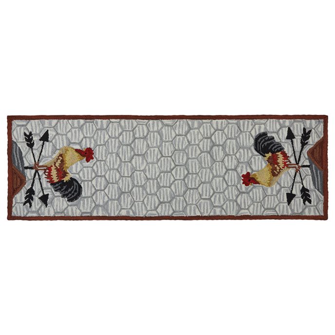 Break Of Day Rooster Hooked Rug Runner 2'X 6' Thumbnail