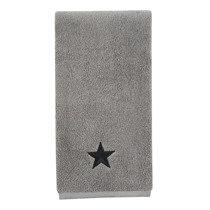Gray Terry Hand Towel With Black Star Thumbnail
