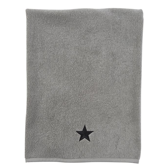 Gray Terry Bath Towel With Black Star Thumbnail