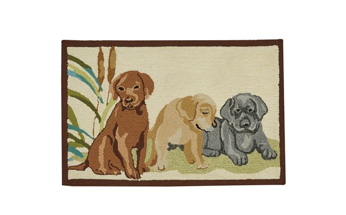 Lab Puppies Indoor/Outdoor Hooked Rug 2' X 3' Thumbnail