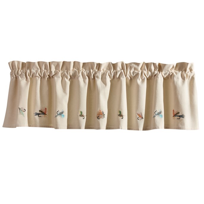 Fly Fishing Lined Embroidered Valance 60" X 14" Thumbnail