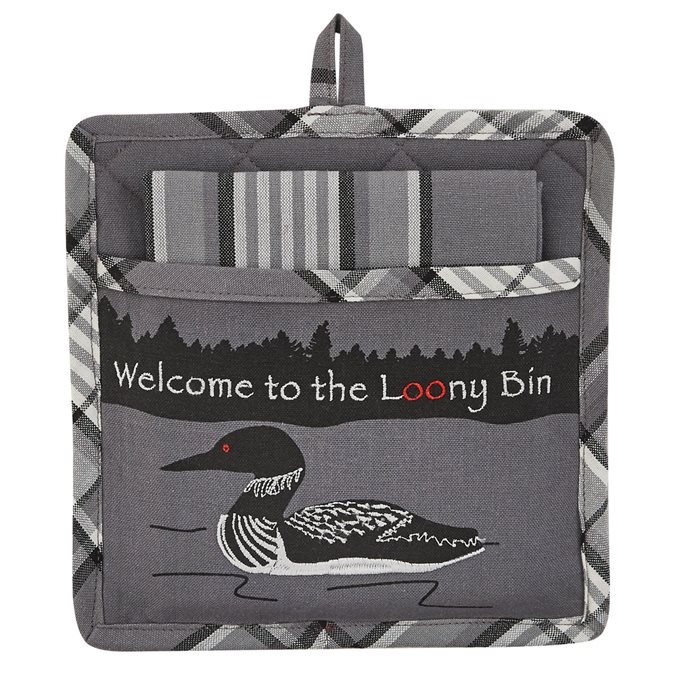 Welcome To The Loony Bin Pocket Potholder Set Thumbnail