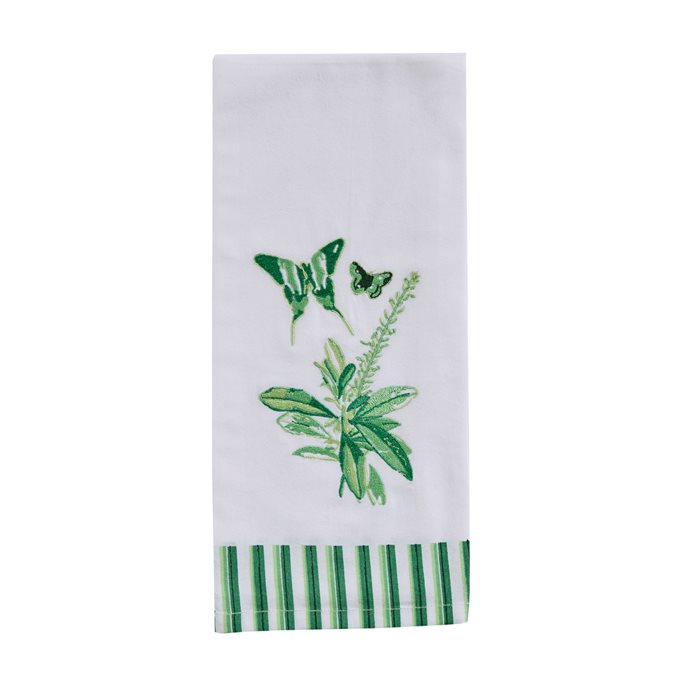 Butterfly Embroidered Dishtowel - Green Thumbnail