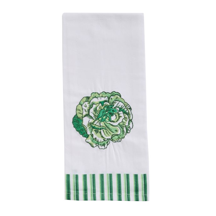 Flower Embroidered Dishtowel - Green Thumbnail