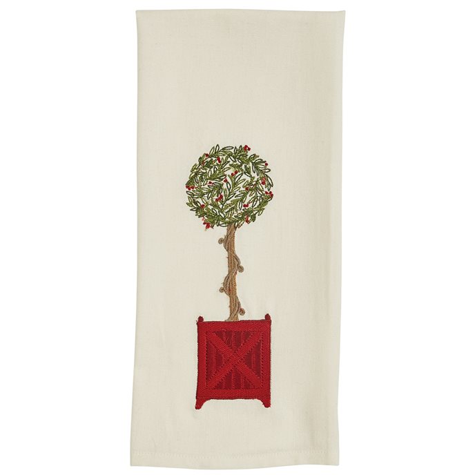 Boxwood Planter Embroidered Dishtowel Thumbnail