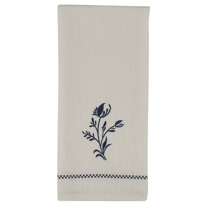 Delft Sprig Flower Embroidered Dishtowel Thumbnail