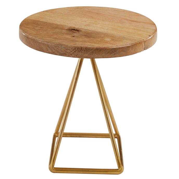 Wood/Gold Triangle Serving Stand Tall Thumbnail