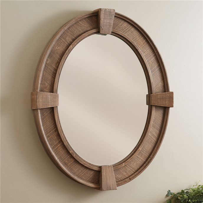 Ovalance Distressed Wood Mirror Thumbnail