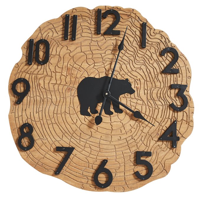 Black Bear Wood Slice Wall Clock Thumbnail