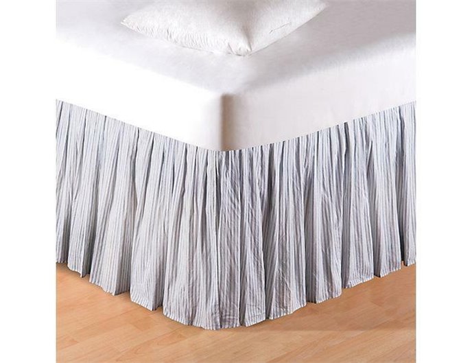 Blue Ticking King Bed Skirt Thumbnail