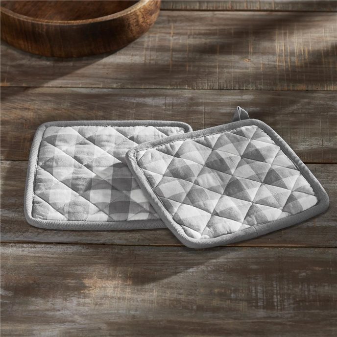 Annie Buffalo Check Grey Pot Holder Set of 2 8x8 Thumbnail