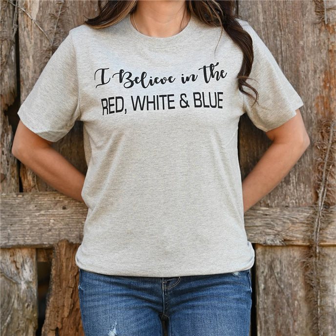 I Believe in the RWB T-Shirt, Light Grey Melange, Large Thumbnail