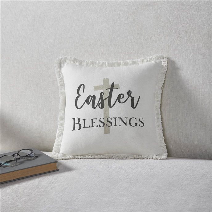 Risen Easter Blessings Cross Pillow 12x12 Thumbnail