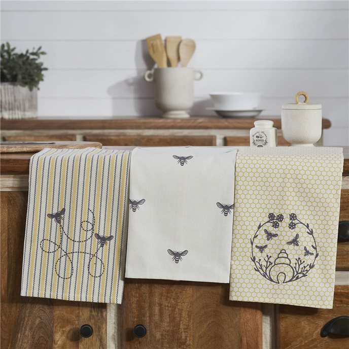 Buzzy Bees Tea Towel Set of 3 19x28 Thumbnail