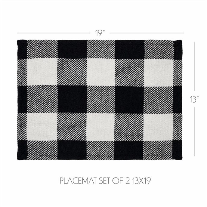 Annie Buffalo Check Black Placemat Set of 2 13x19 Thumbnail