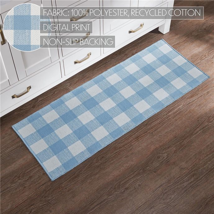 Annie Buffalo Check Blue Polyester Rug Rect 17x48 Thumbnail