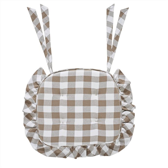 Annie Buffalo Check Portabella Ruffled Chair Pad 16.5x18 Thumbnail