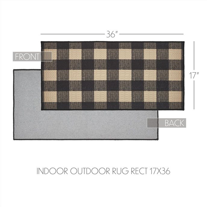 Black Check Polyester Rug Rect 17x36 Thumbnail