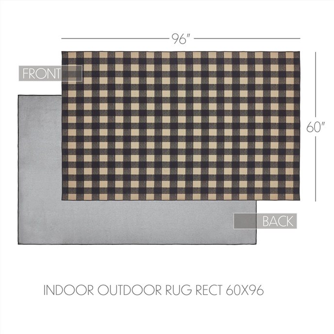 Black Check Polyester Rug Rect 60x96 Thumbnail