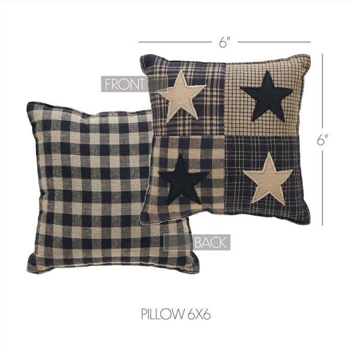 Black Check Star Pillow 6x6 Thumbnail