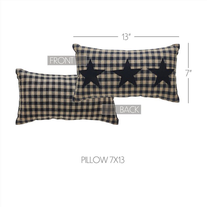 Black Check Star Pillow 7x13 Thumbnail