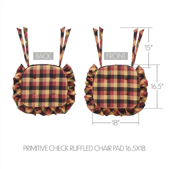 Heritage Farms Primitive Check Ruffled Chair Pad 16.5x18 Thumbnail